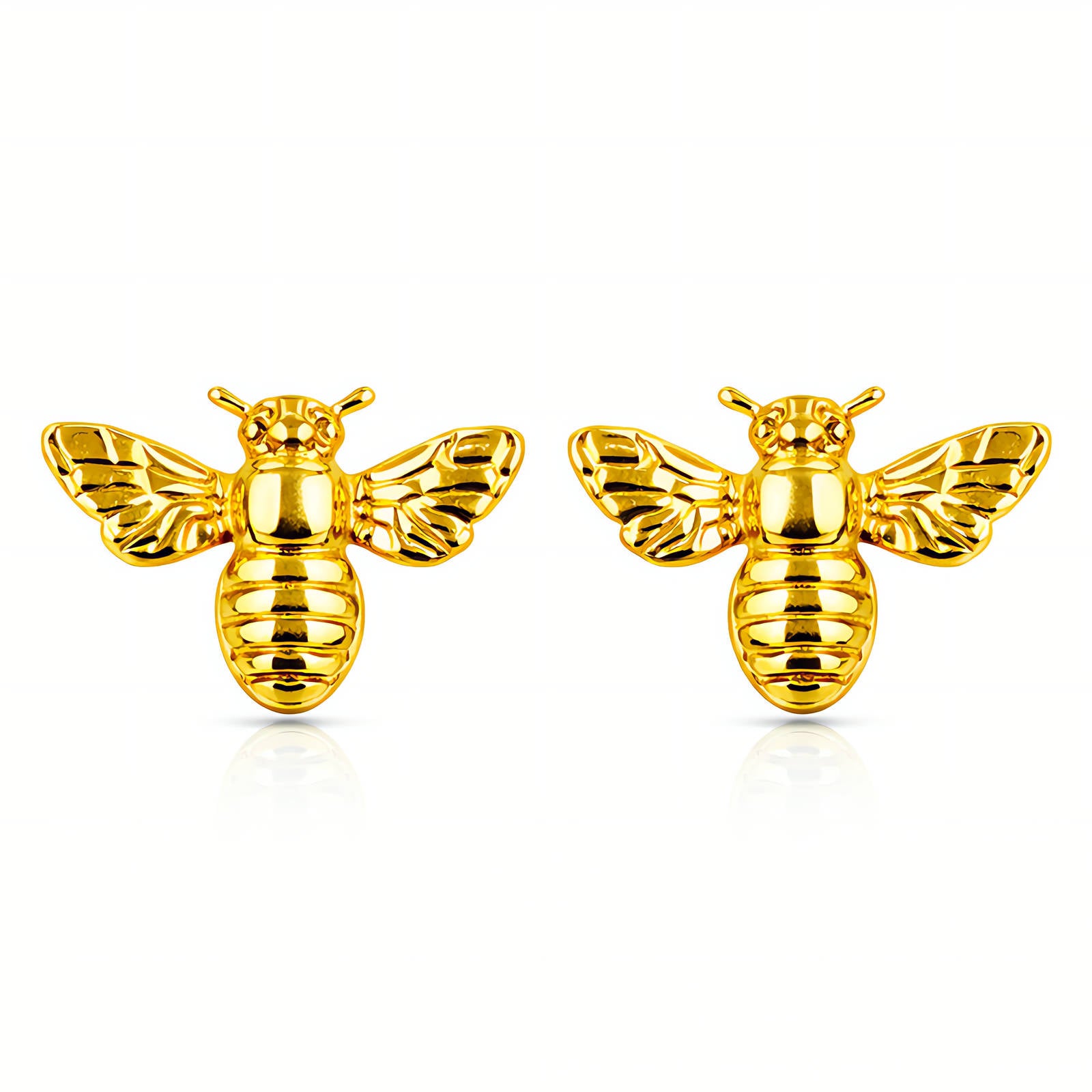 Bees Earrings, 18K Gold Plated Steel