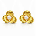 Flowers Earrings, 18K Gold Plated Steel