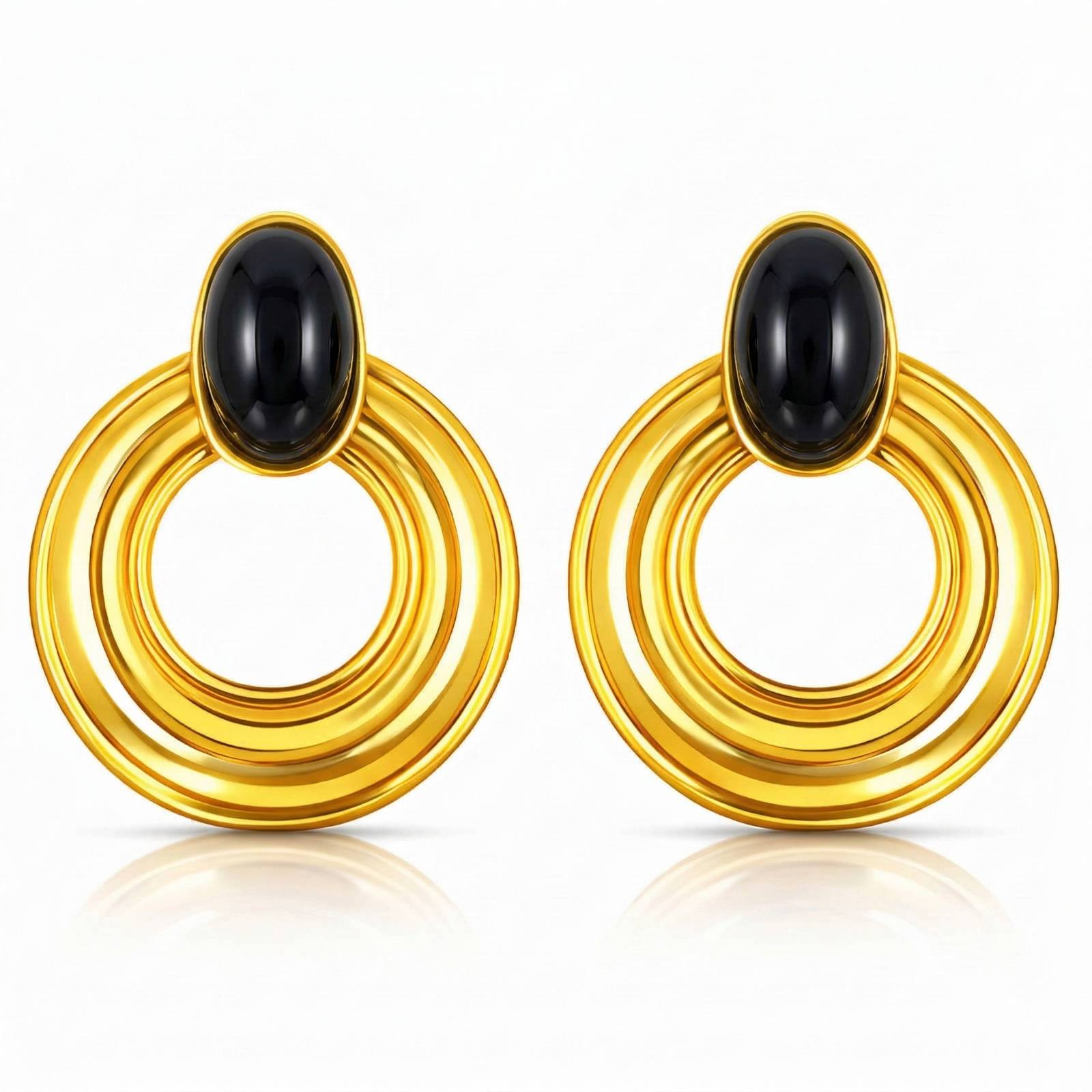 Earrings, 18K Gold Plated Steel