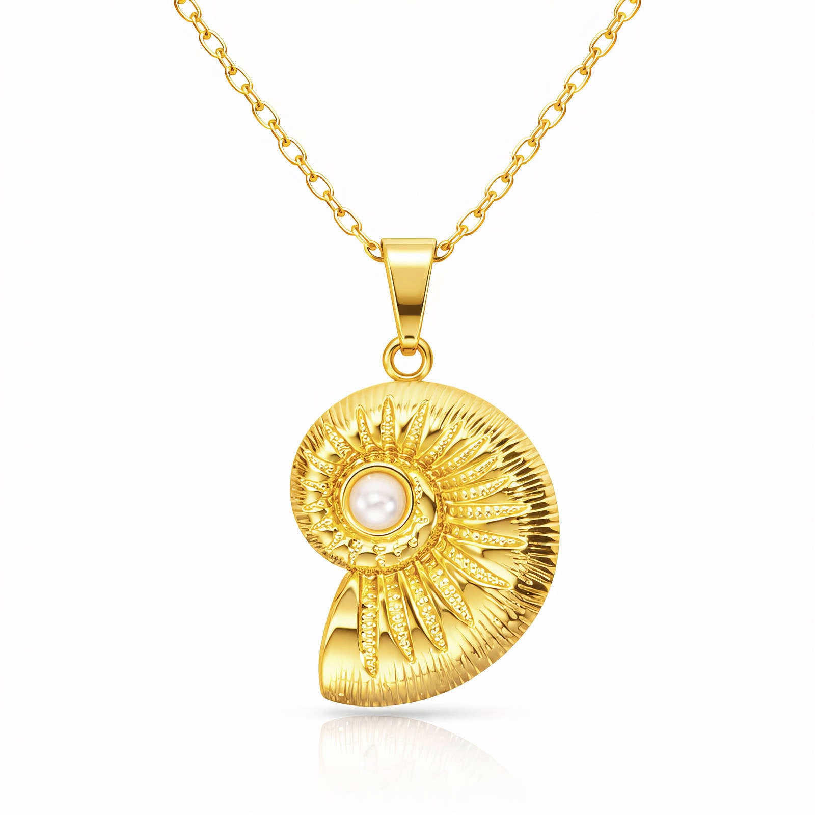 Seashell Necklace, 18K Gold Plated Steel