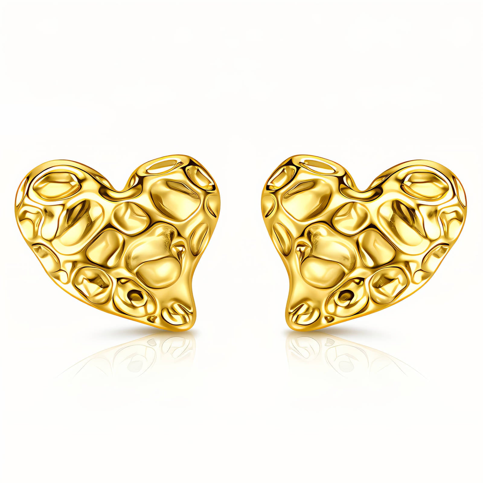 Hearts Earrings, 18K Gold Plated Steel