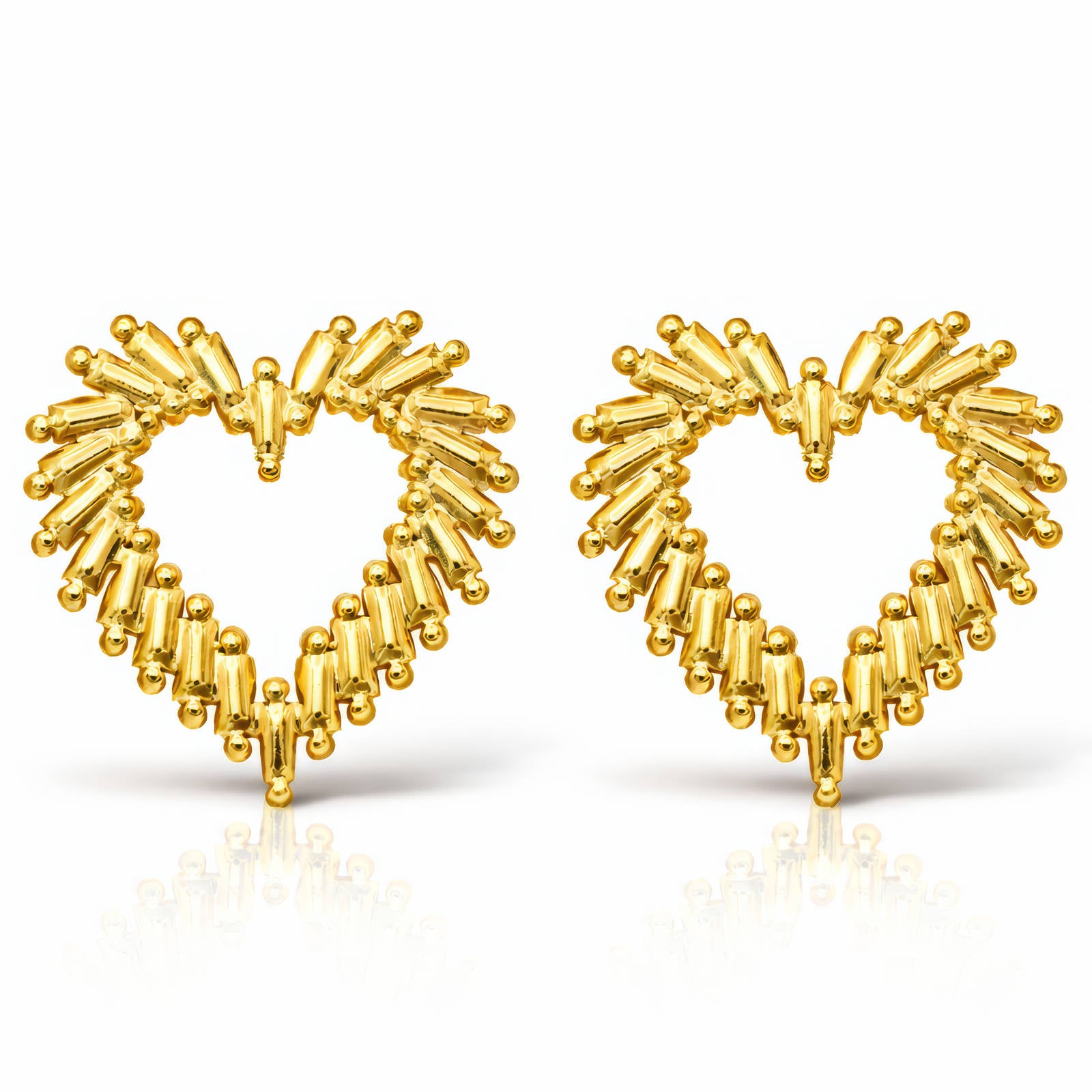 Hearts Earrings, 18K Gold Plated Steel