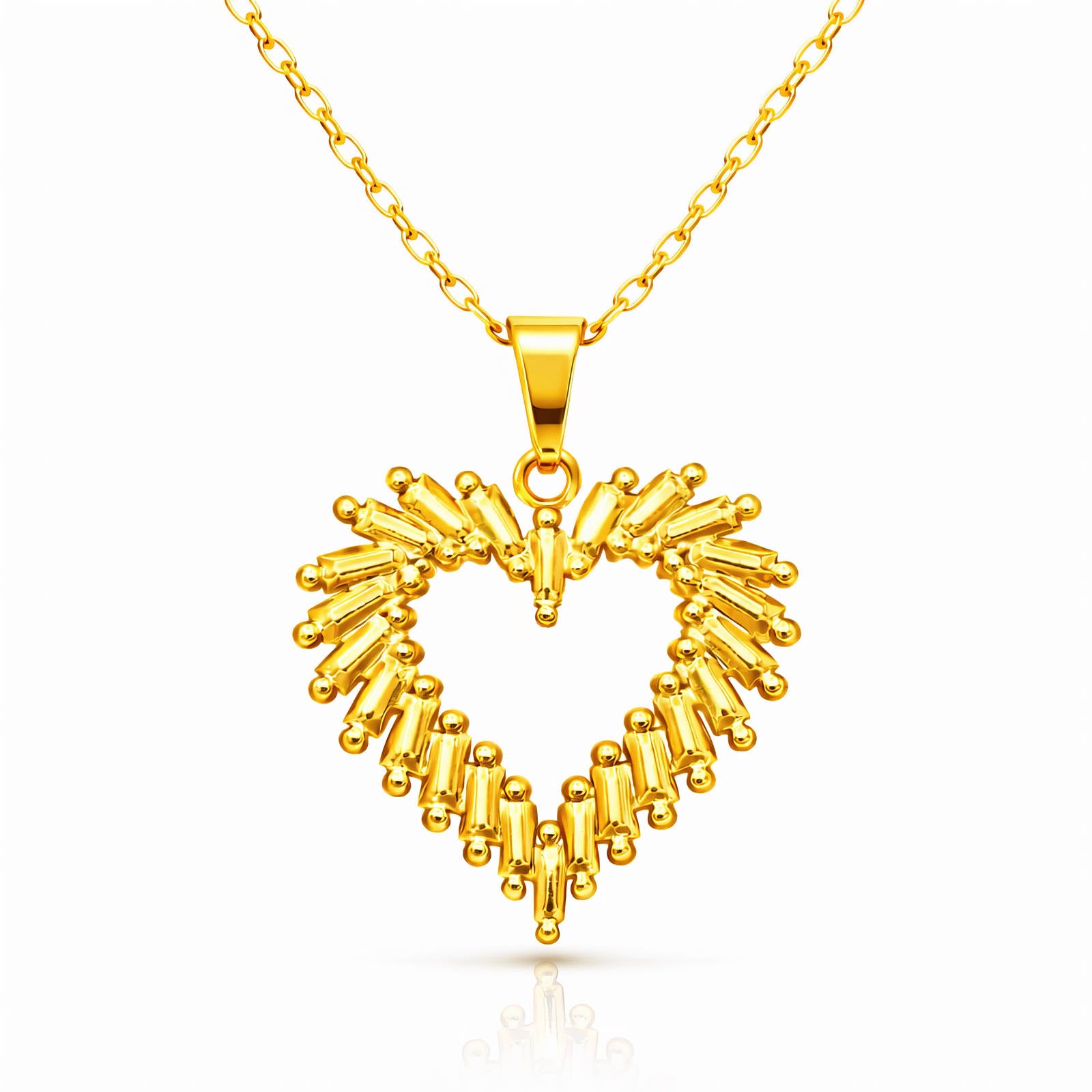Heart Necklace, 18K Gold Plated Steel