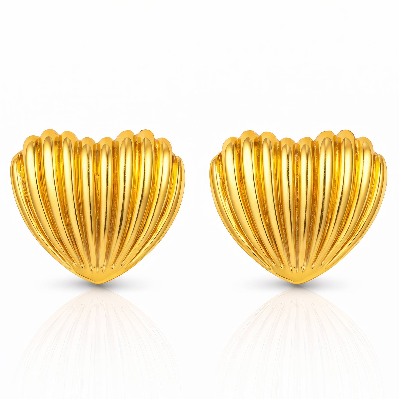 Hearts Earrings, 18K Gold Plated Steel
