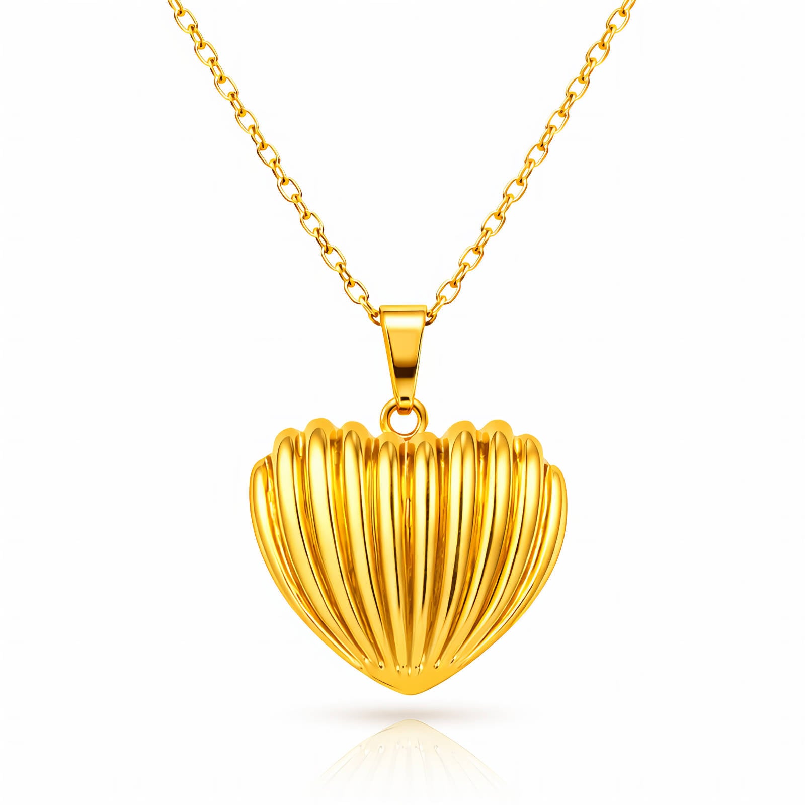 Heart Necklace, 18K Gold Plated Steel