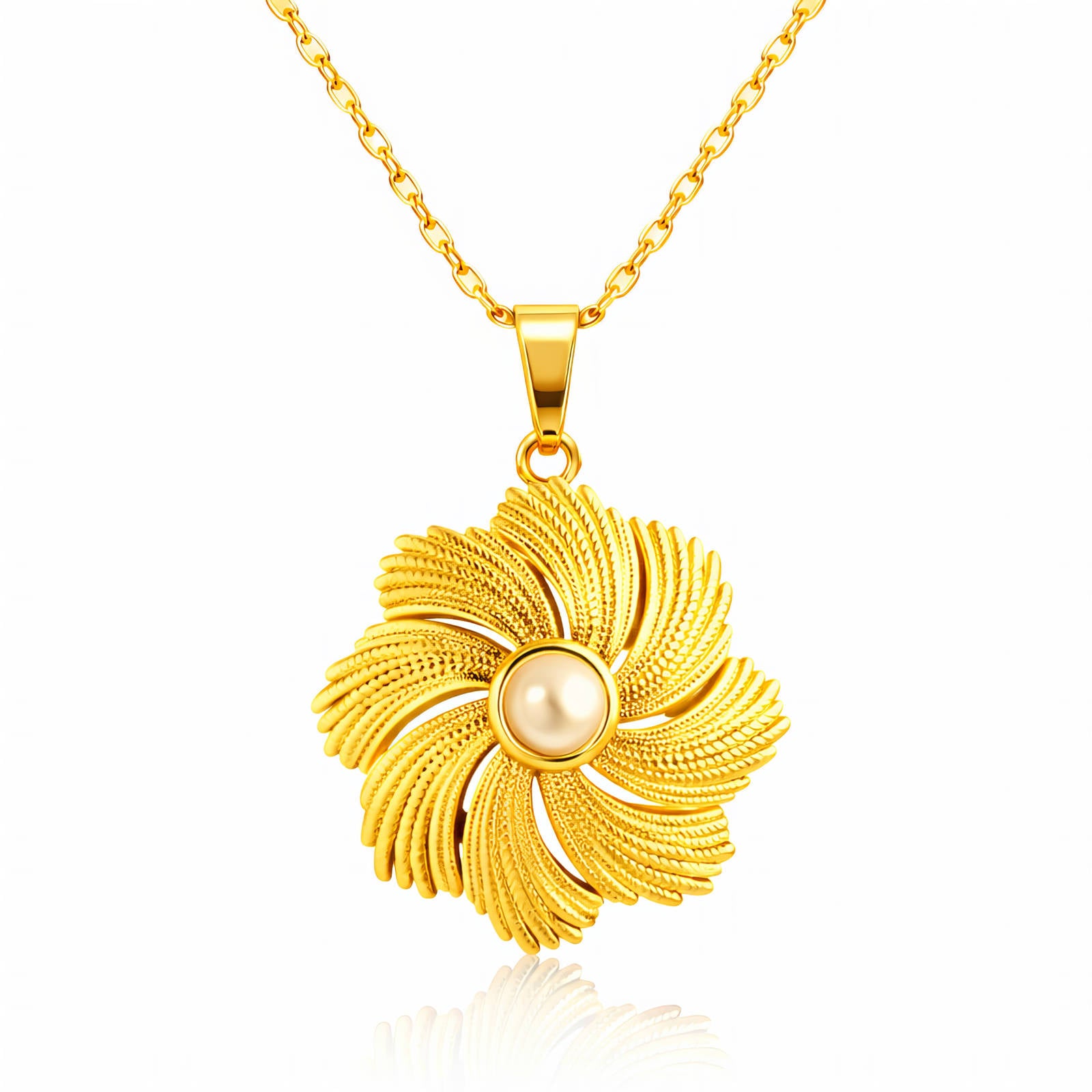 Flower Necklace, 18K Gold Plated Steel