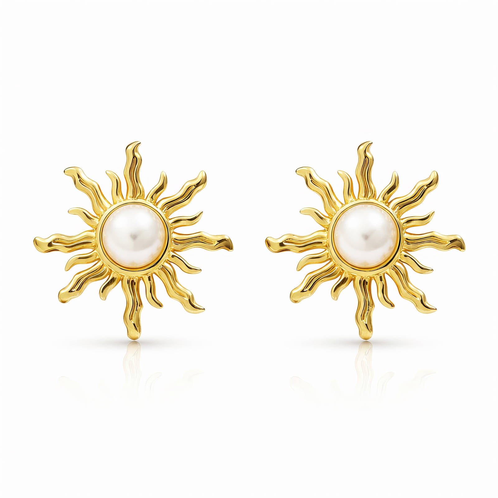 Suns Earrings, 18K Gold Plated Steel
