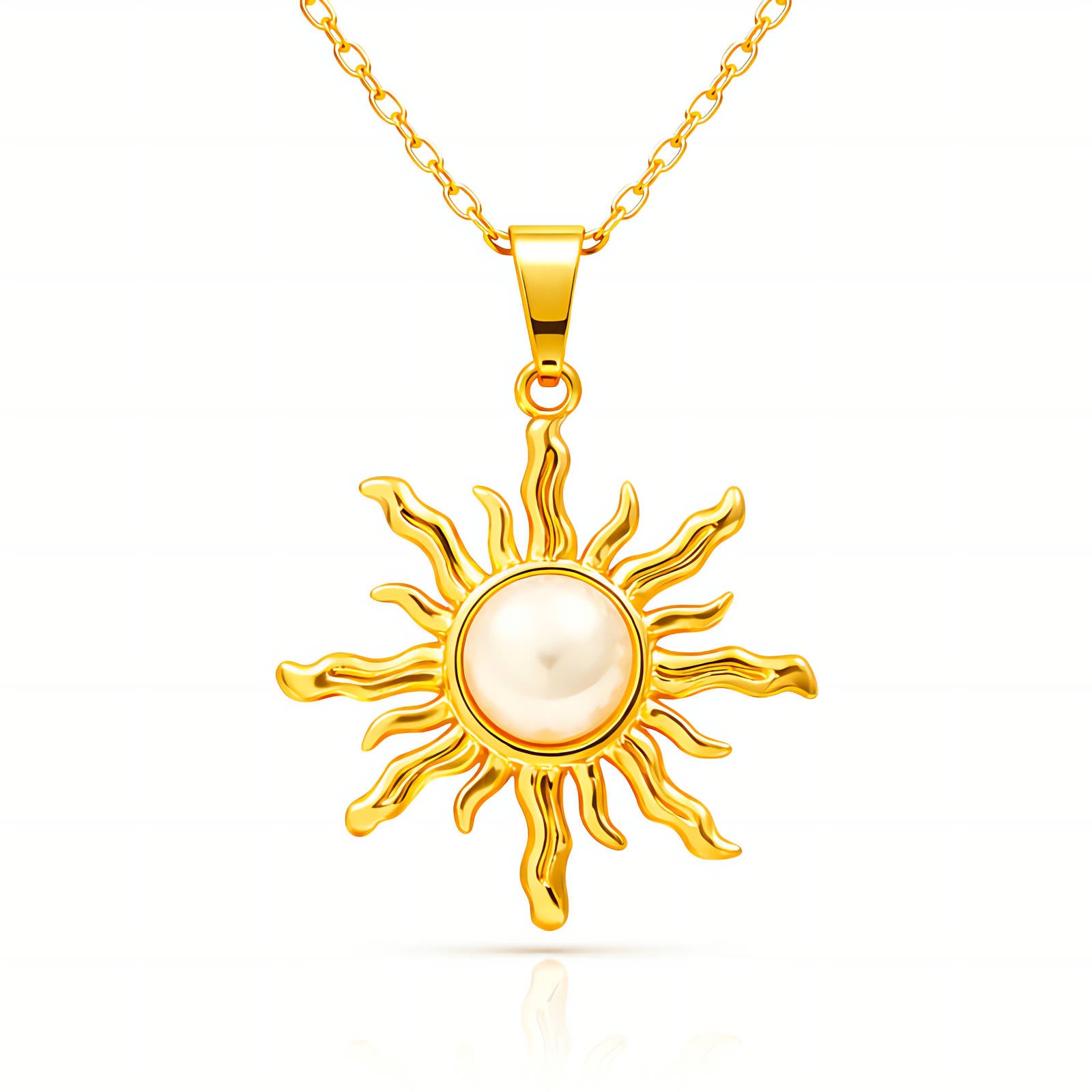 Suns Necklace, 18K Gold Plated Steel