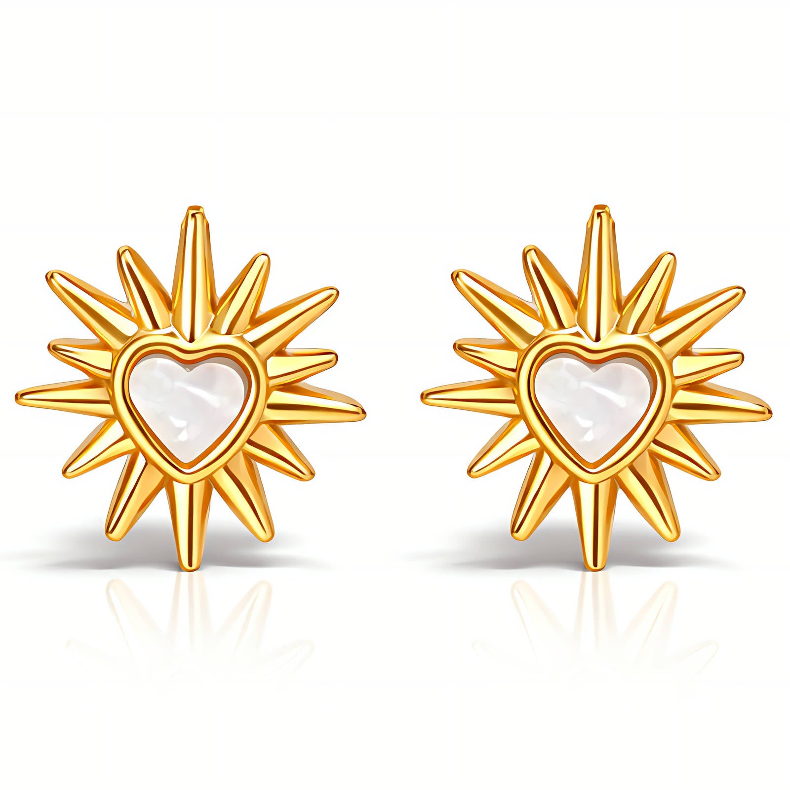 Hearts Earrings, 18K Gold Plated Steel