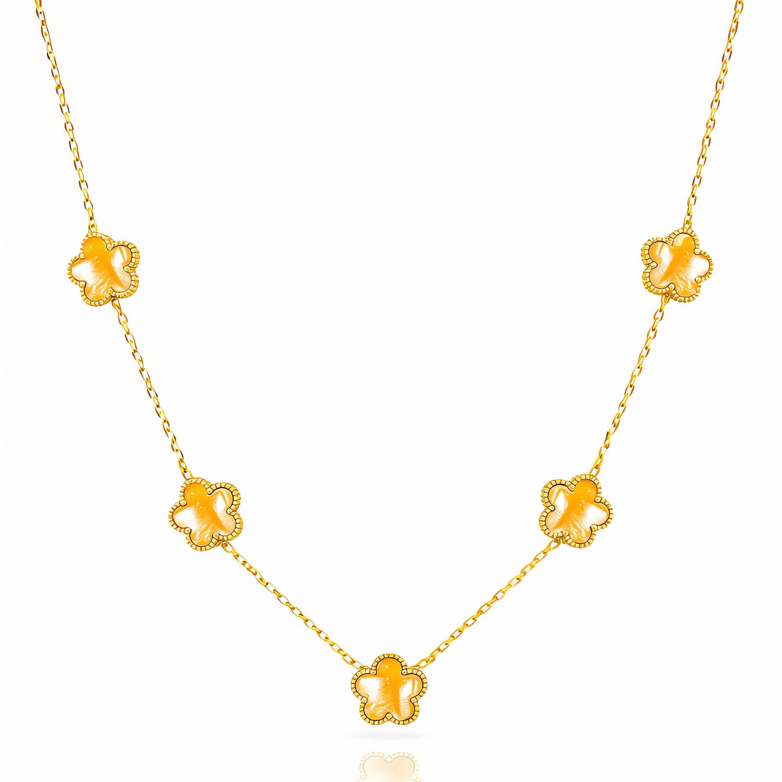 Flower Meadow Necklace, 18K Gold Plated Steel