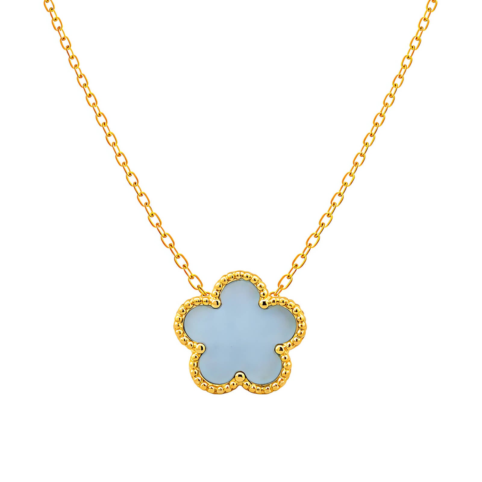 Flower Necklace, 18K Gold Plated Steel