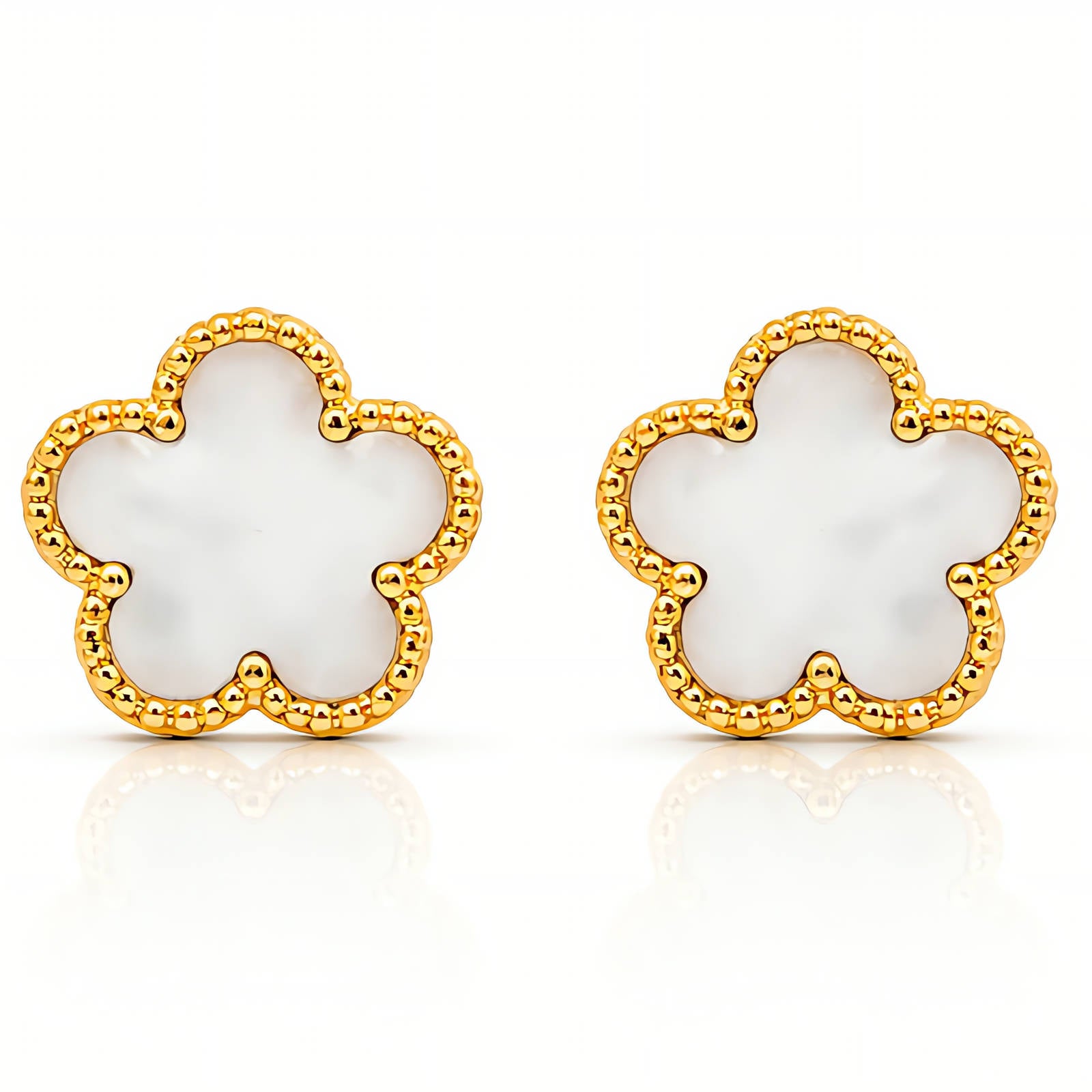 Flowers Earrings, 18K Gold Plated Steel