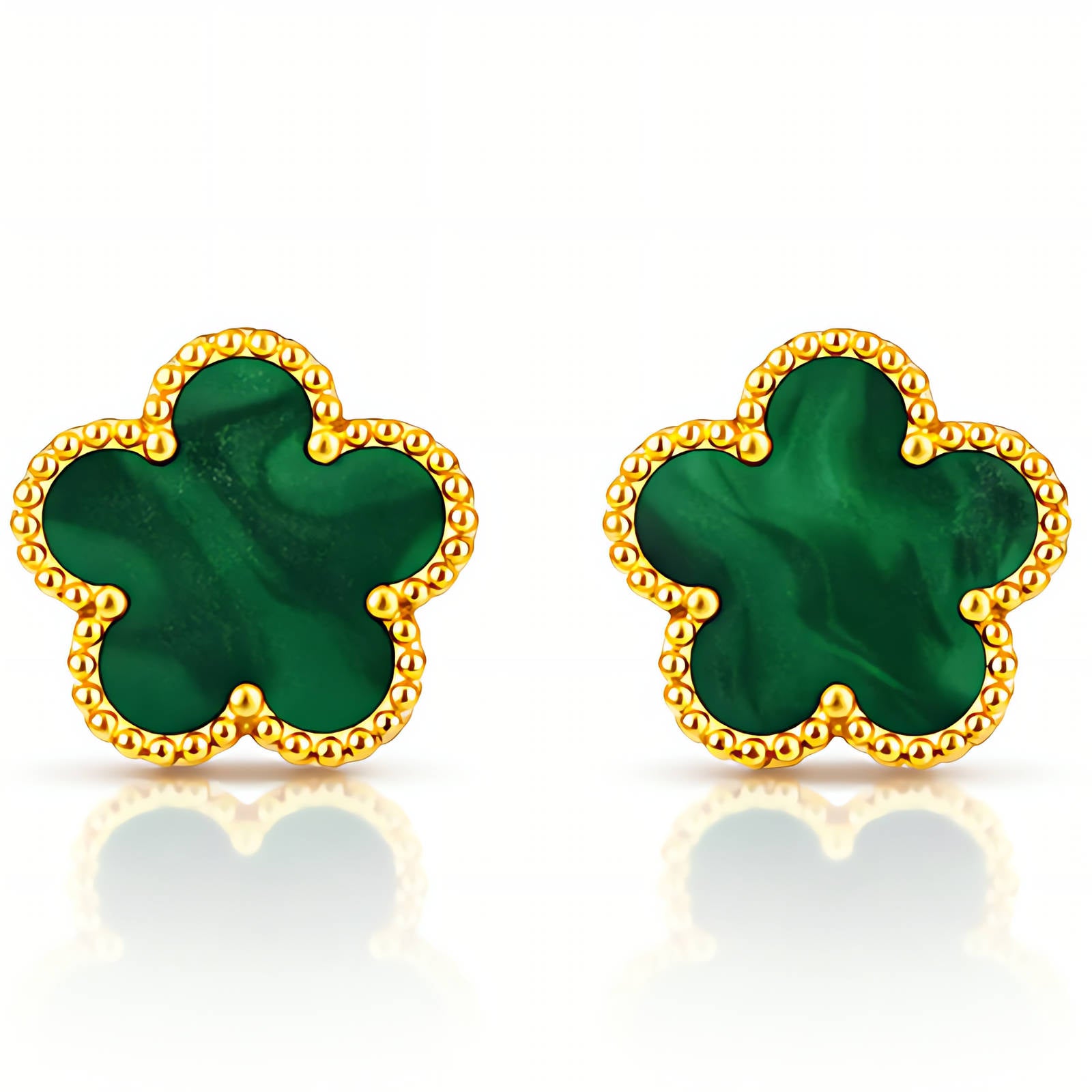 Flowers Earrings, 18K Gold Plated Steel