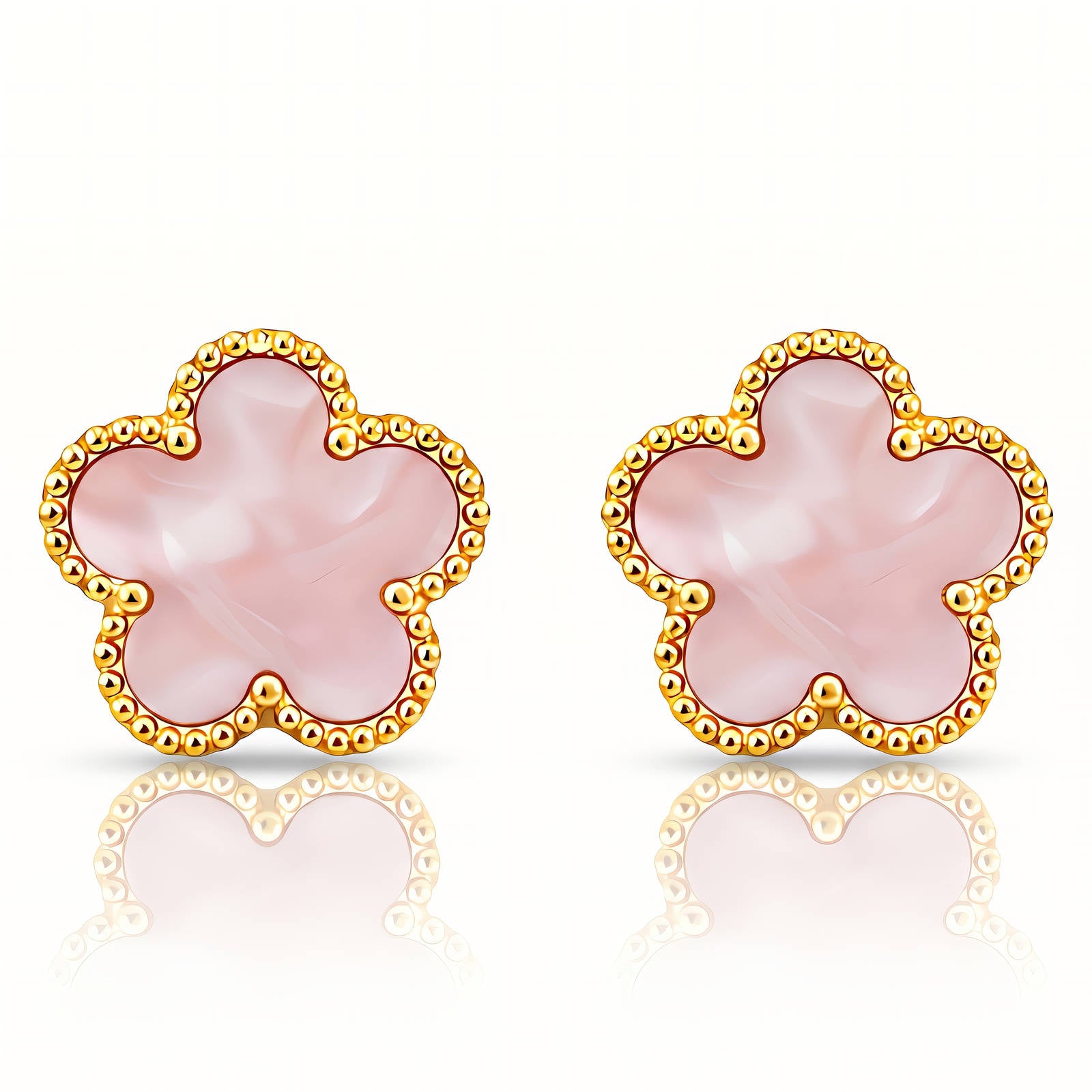 Flowers Earrings, 18K Gold Plated Steel