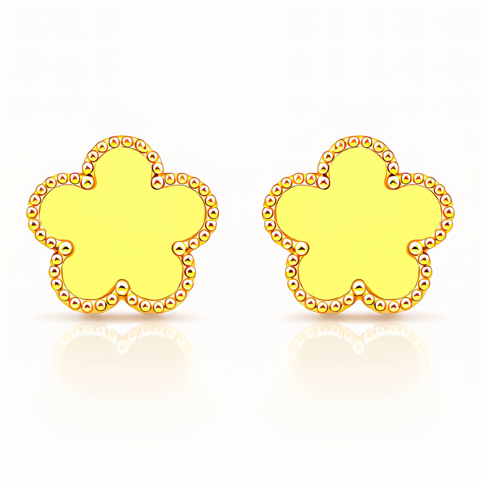 Flowers Earrings, 18K Gold Plated Steel