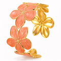 Flower Meadow Bracelet, 18K Gold Plated Steel