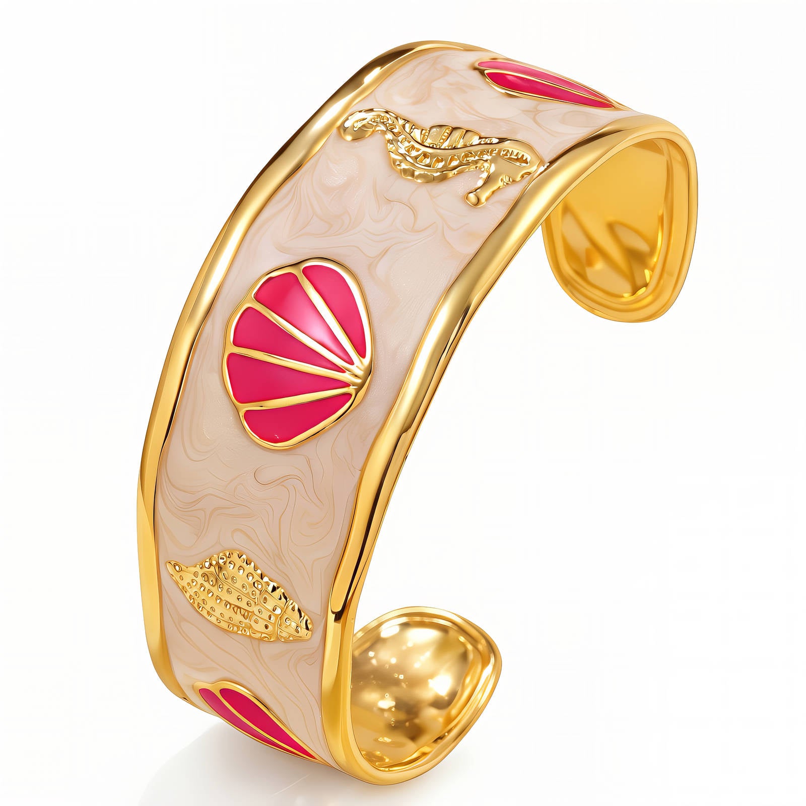 Seashells Bracelet, 18K Gold Plated Steel