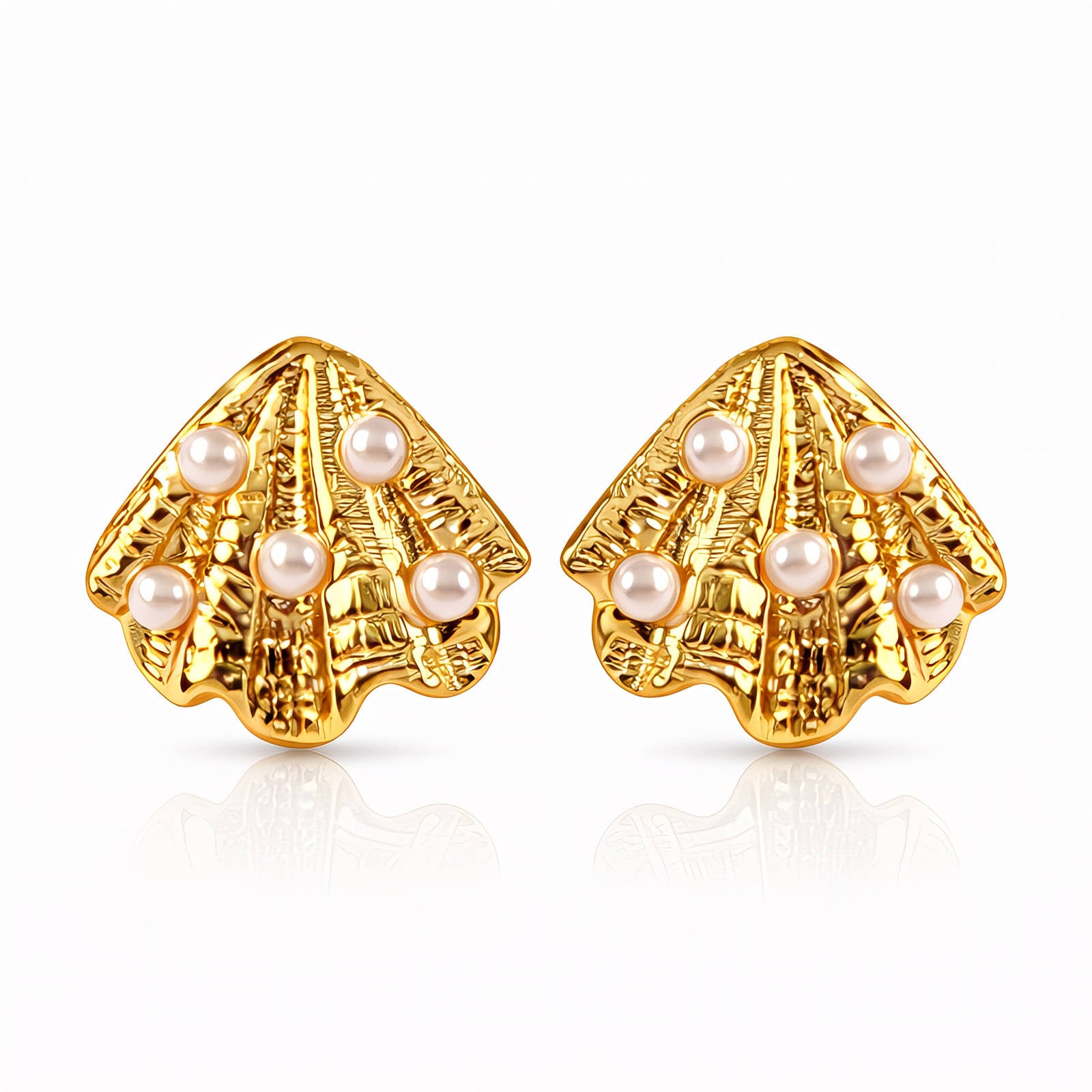 Seashells Earrings, 18K Gold Plated Steel