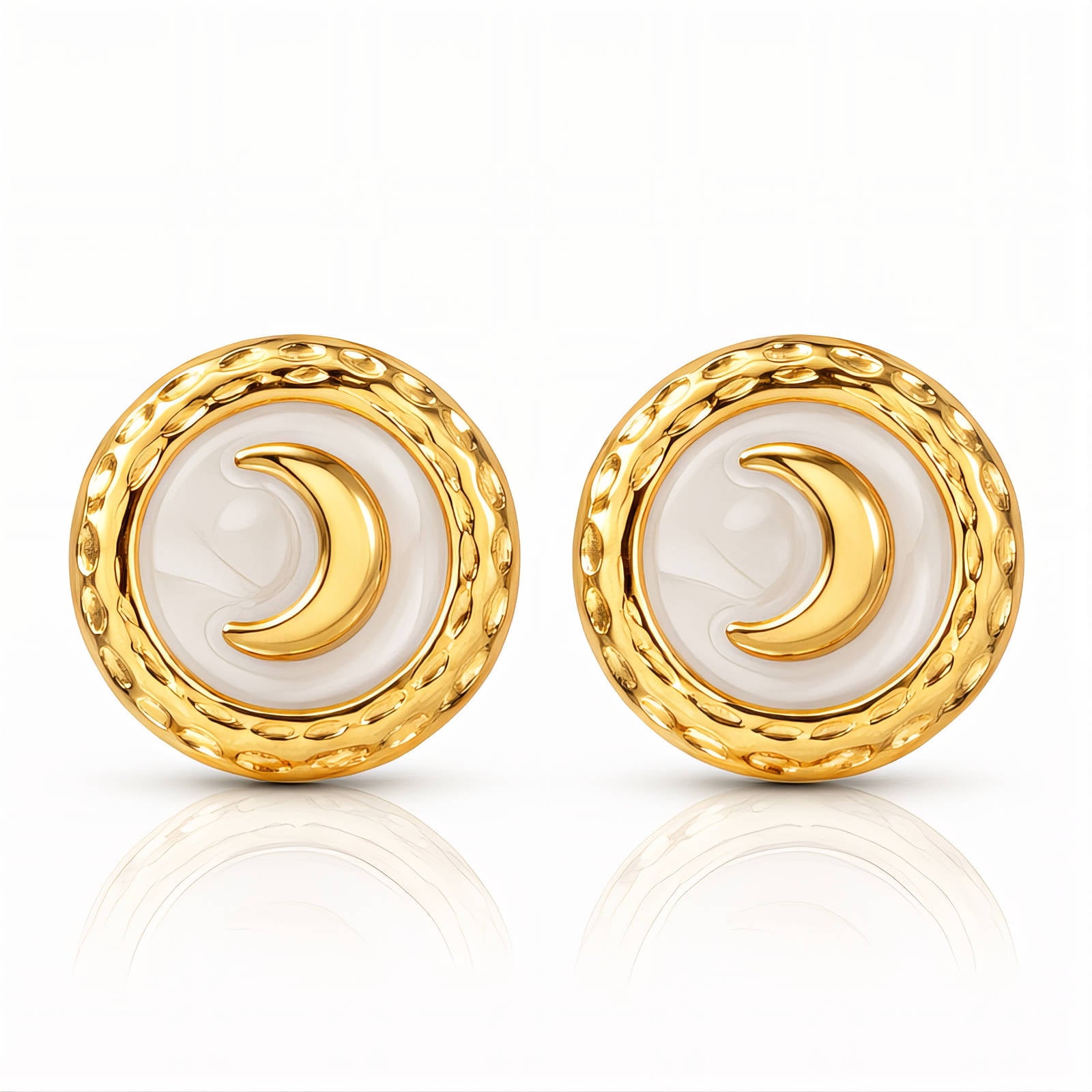 Crescent Earrings, 18K Gold Plated Steel