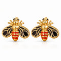 Bees Earrings, 18K Gold Plated Steel