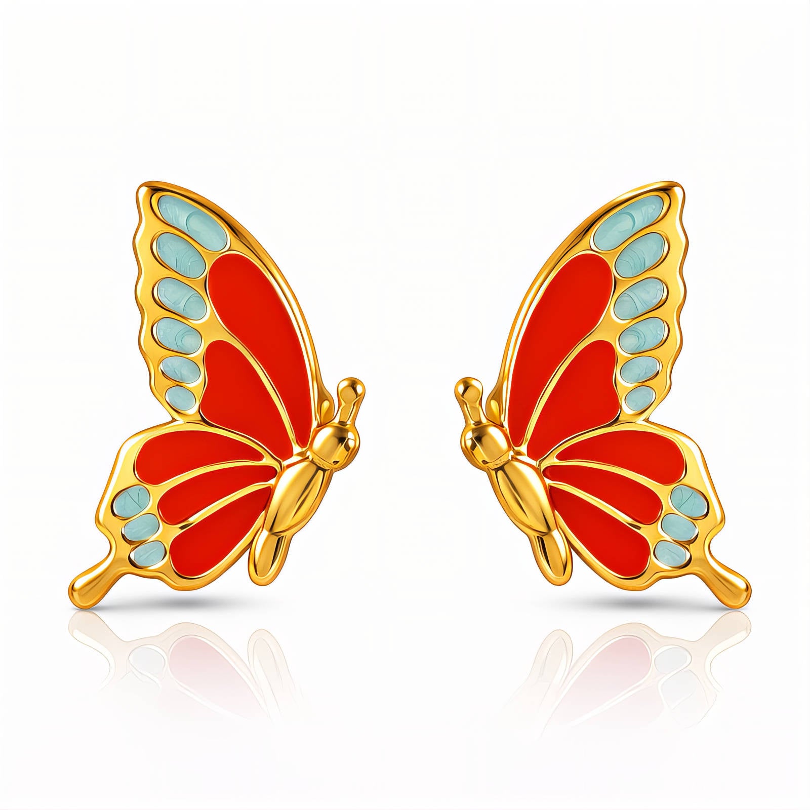 Butterflies Earrings, 18K Gold Plated Steel