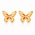 Butterflies Earrings, 18K Gold Plated Steel