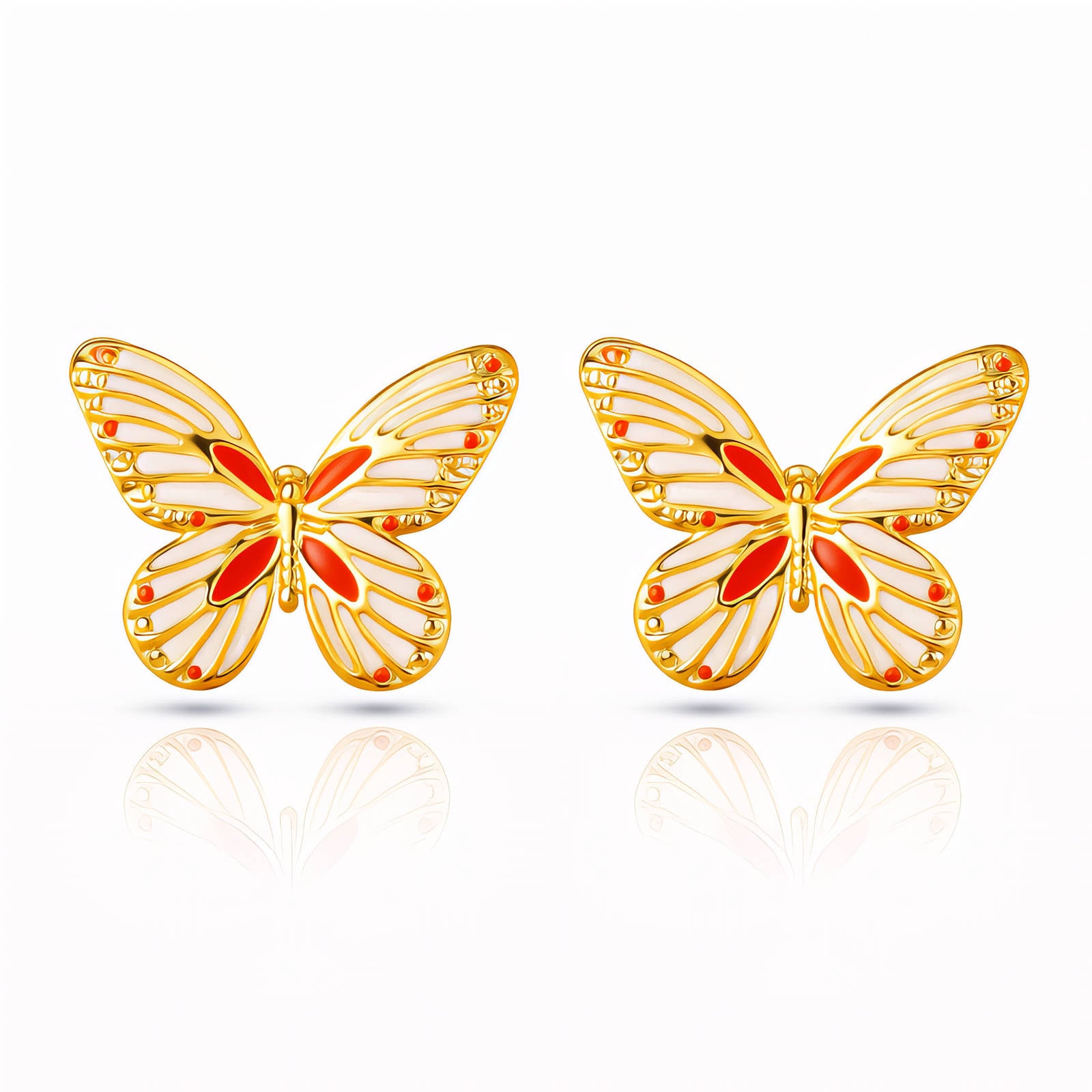 Butterflies Earrings, 18K Gold Plated Steel