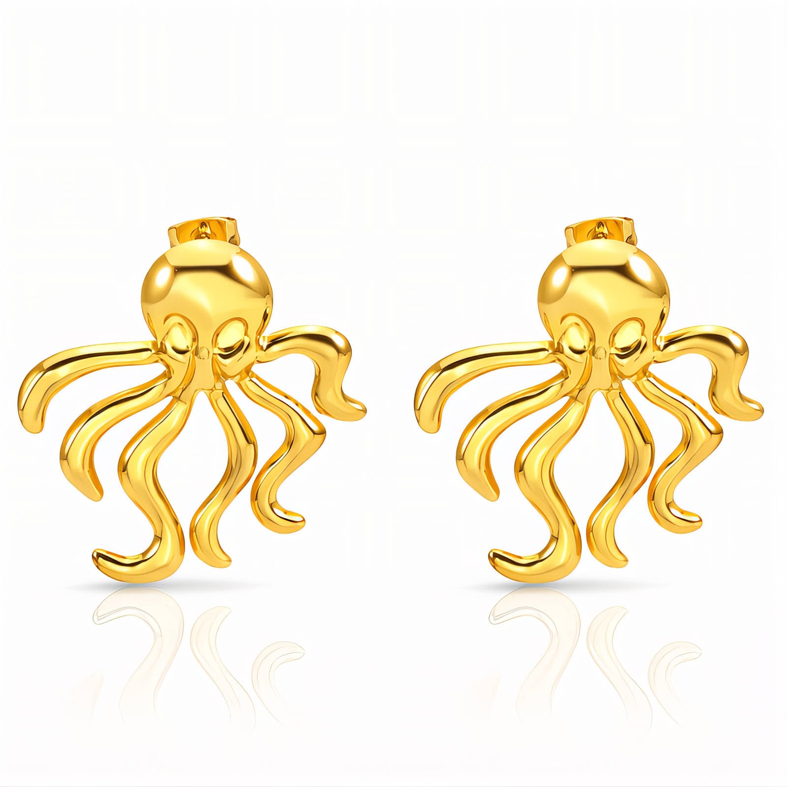 Squids Earrings, 18K Gold Plated Steel