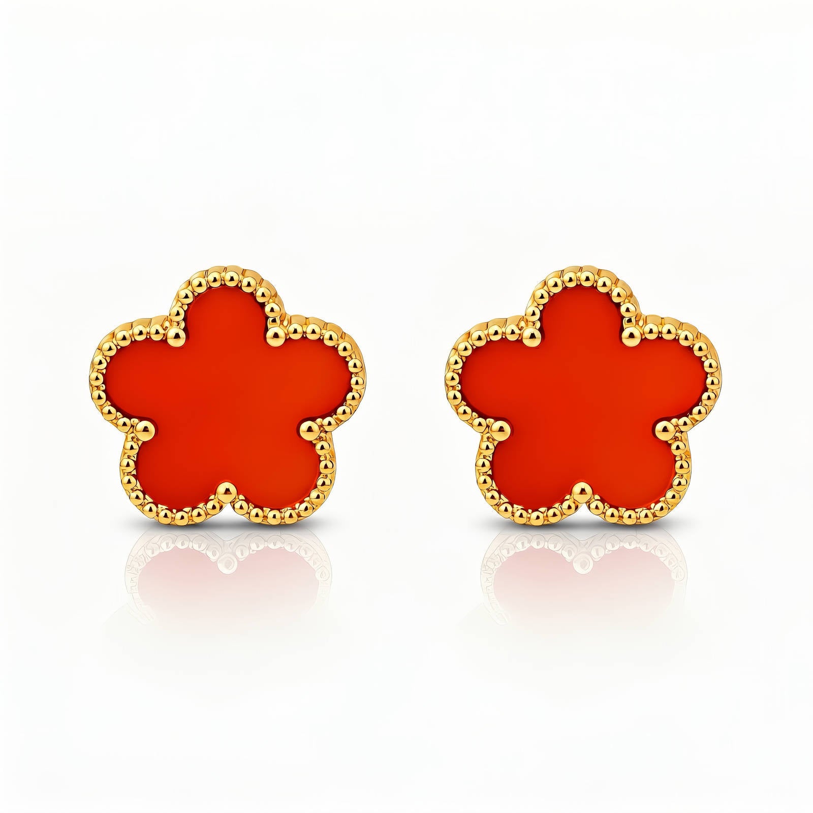 Flowers Earrings, 18K Gold Plated Steel