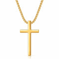 Cruz Gold Solitaire Cross Men's Waterproof Gold Necklace by VYRA Jewellery - waterproof tarnish-resistant gold necklace