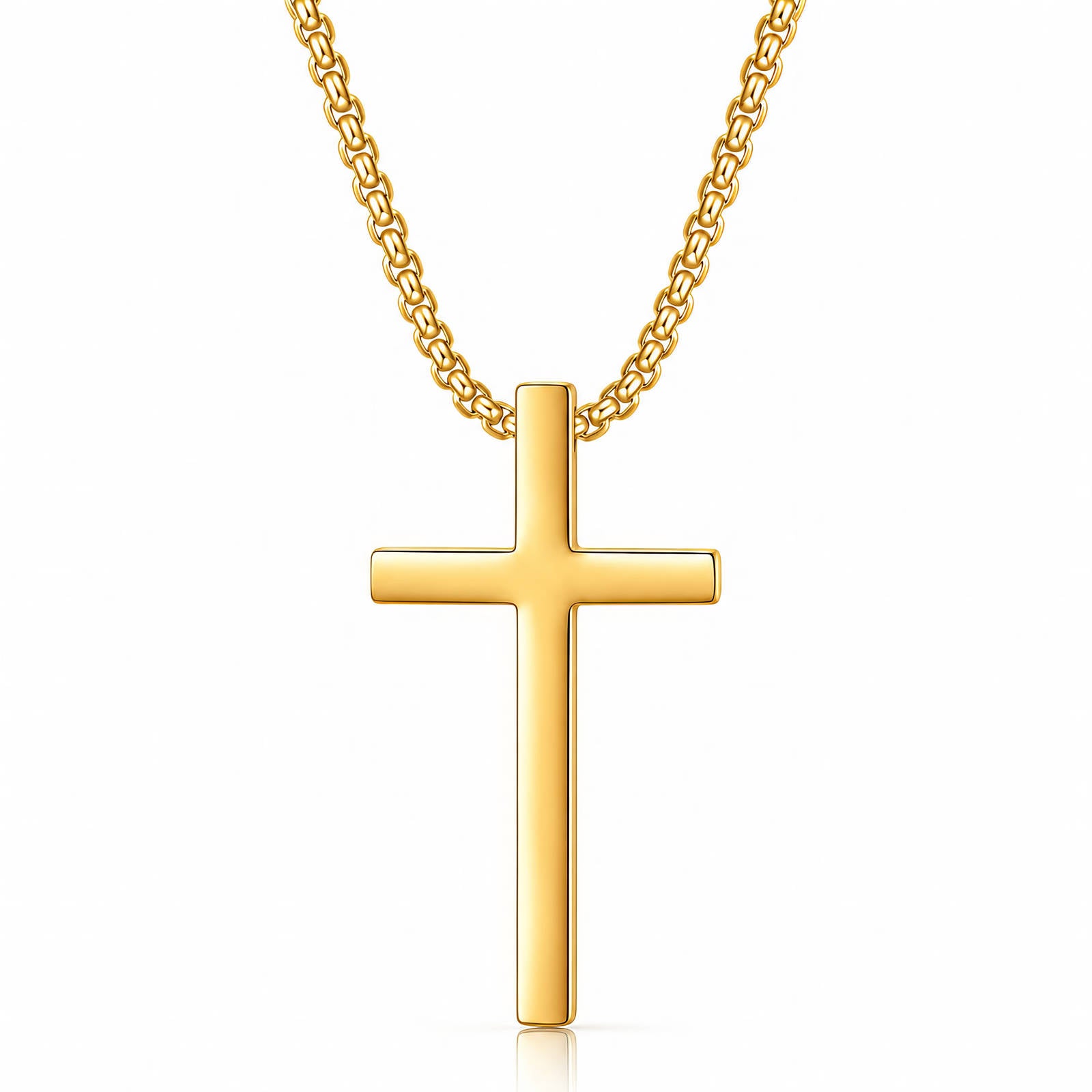 Cruz Gold Solitaire Cross Men's Waterproof Gold Necklace by VYRA Jewellery - waterproof tarnish-resistant gold necklace