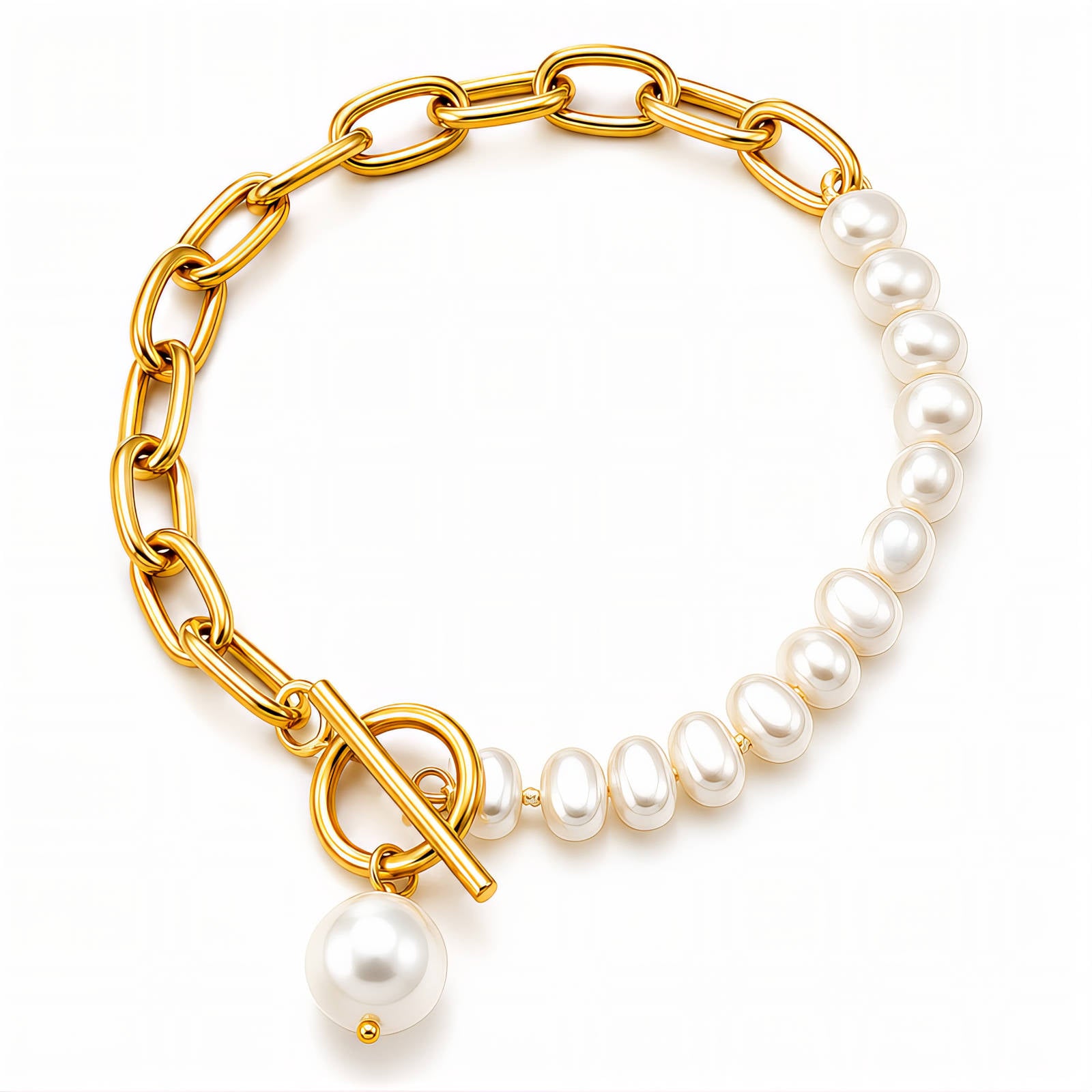 Elara Pearl Detail Waterproof Gold Bracelet for Women by VYRA Jewellery - waterproof tarnish-resistant gold bracelet