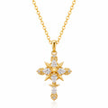 Seraphina Crystal Cross Waterproof Gold Necklace for Women by VYRA Jewellery