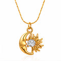 Celestia Crescent Sun Waterproof Gold Necklace for Women by VYRA Jewellery - waterproof tarnish-resistant gold necklace