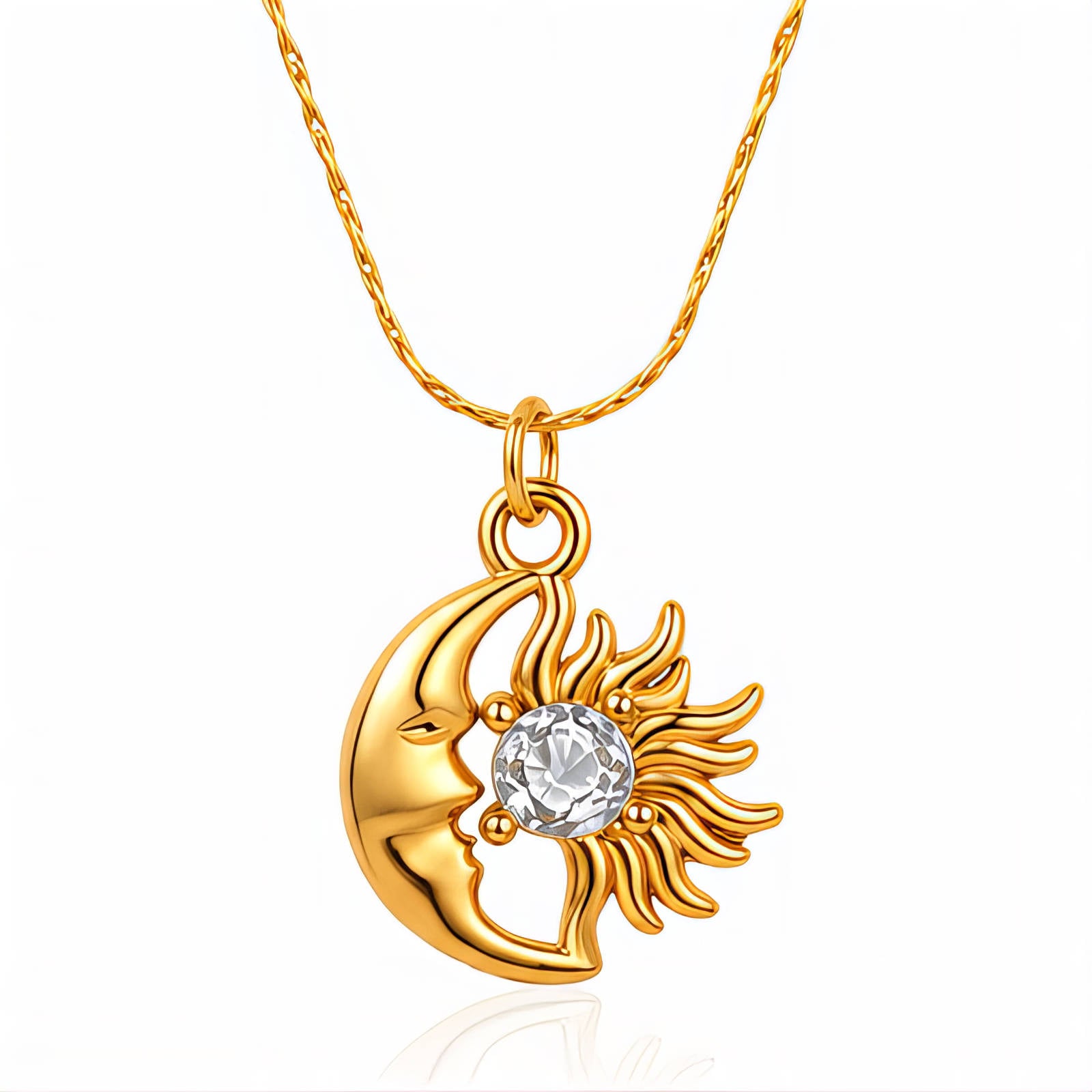 Celestia Crescent Sun Waterproof Gold Necklace for Women by VYRA Jewellery - waterproof tarnish-resistant gold necklace