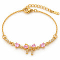 Amelie Bow Crystal Waterproof Gold Bracelet for Women by VYRA Jewellery - waterproof tarnish-resistant gold bracelet