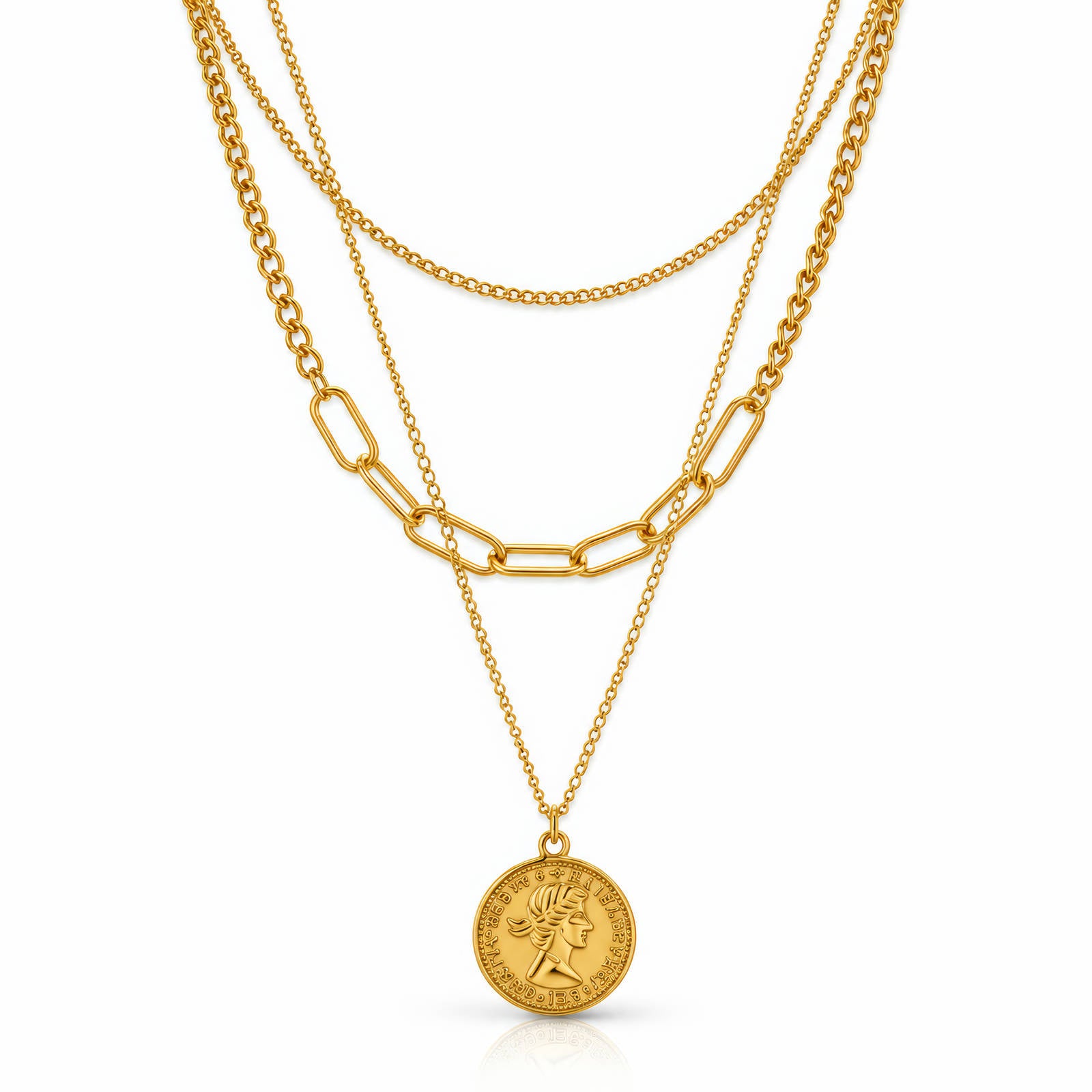 Aurelia Layered Coin Waterproof Gold Necklace for Women by VYRA Jewellery - waterproof tarnish-resistant gold necklace