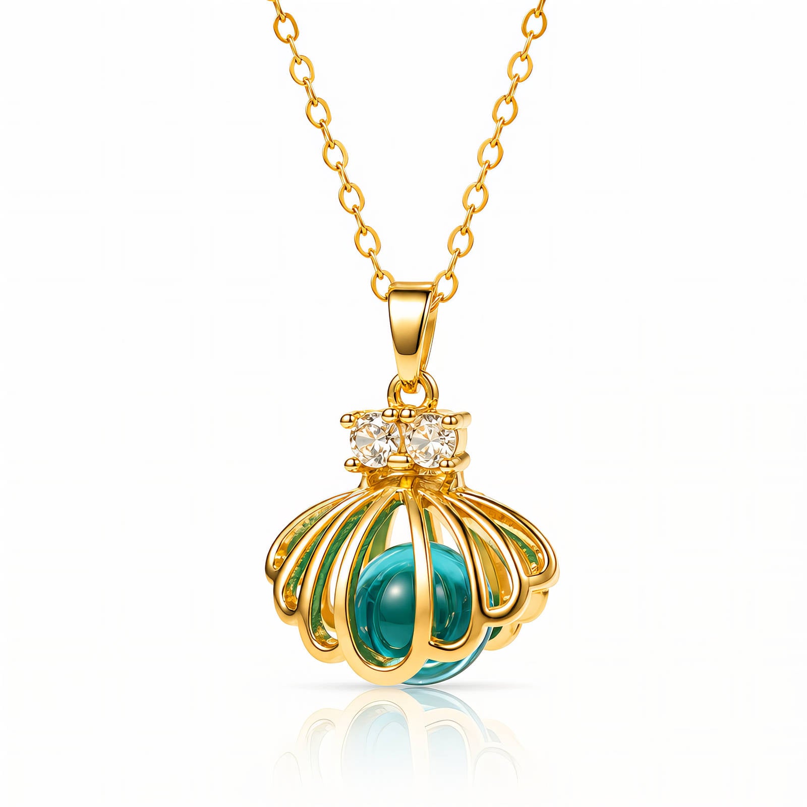 Marina Seashell Crystal Waterproof Gold Necklace for Women by VYRA Jewellery - waterproof tarnish-resistant gold necklace