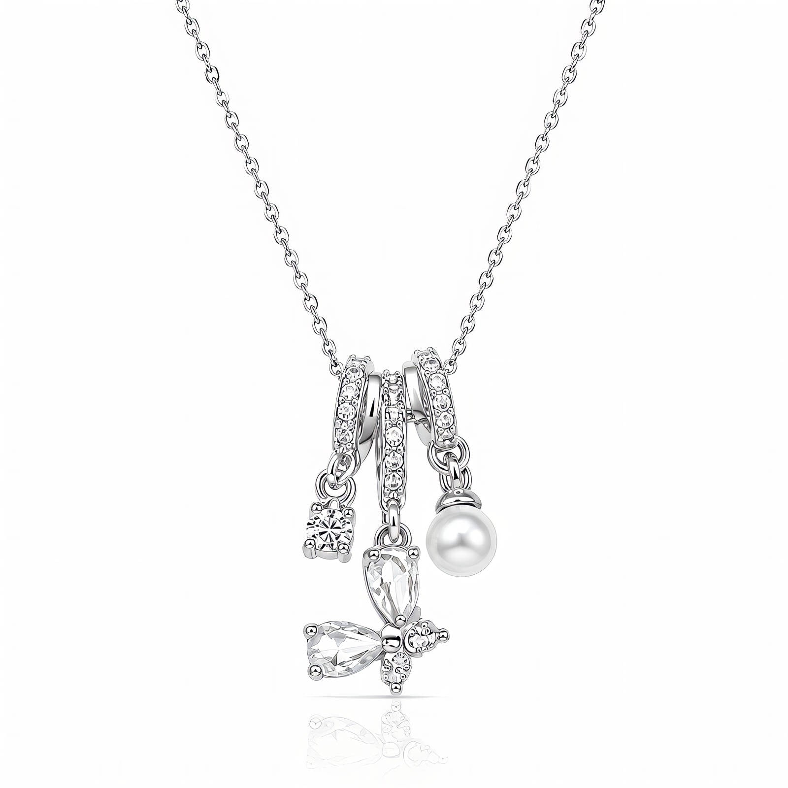 Luna Butterfly Pearl Waterproof Silver Necklace for Women by VYRA Jewellery - waterproof tarnish-resistant silver necklace