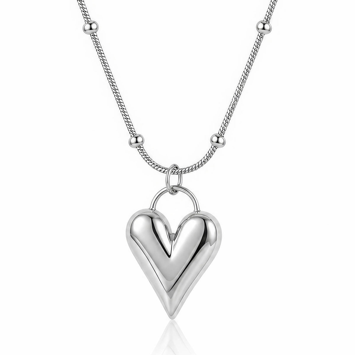 Amora Heart Waterproof Silver Necklace for Women by VYRA Jewellery