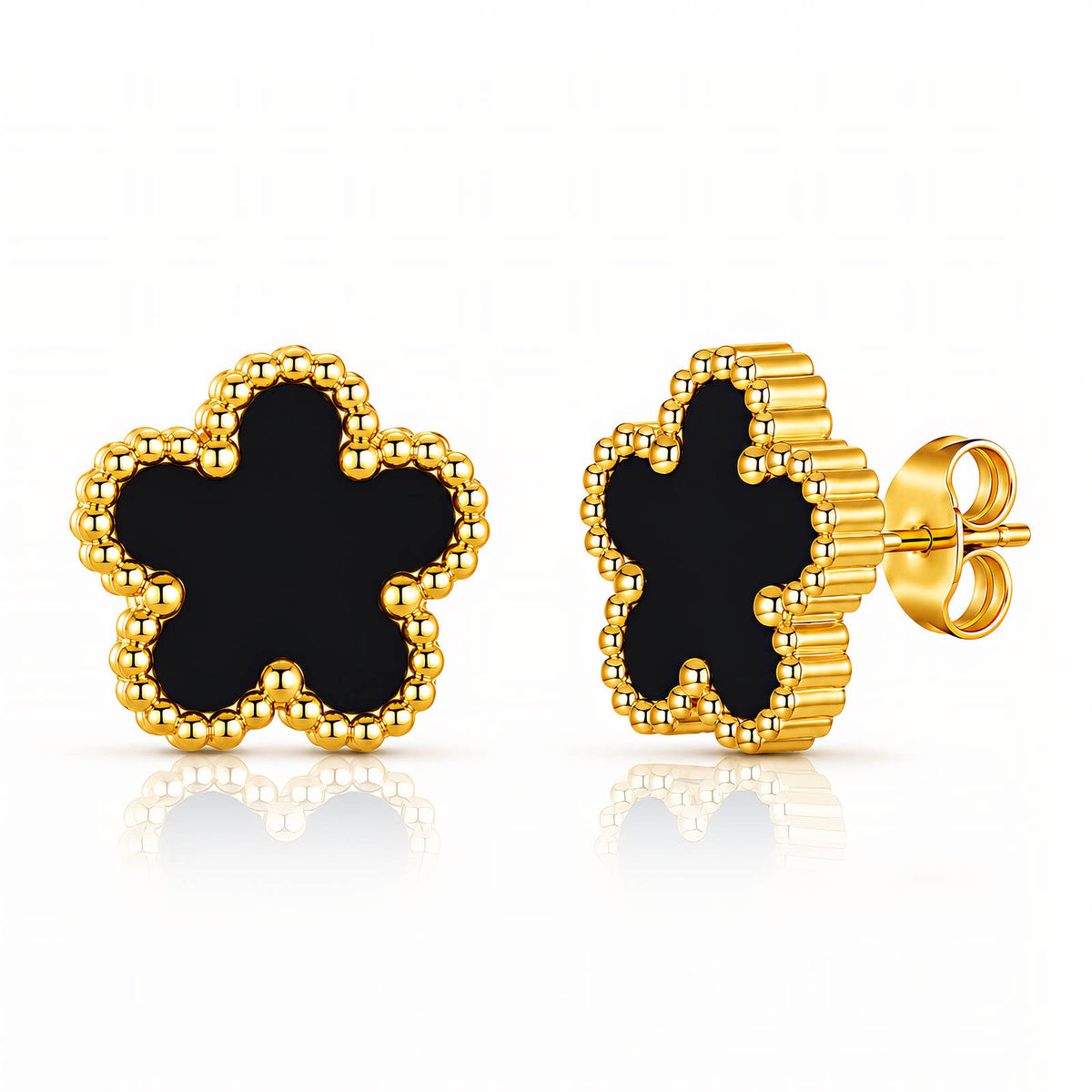 Flora Bloom Waterproof Gold Stud Earrings for Women by VYRA Jewellery