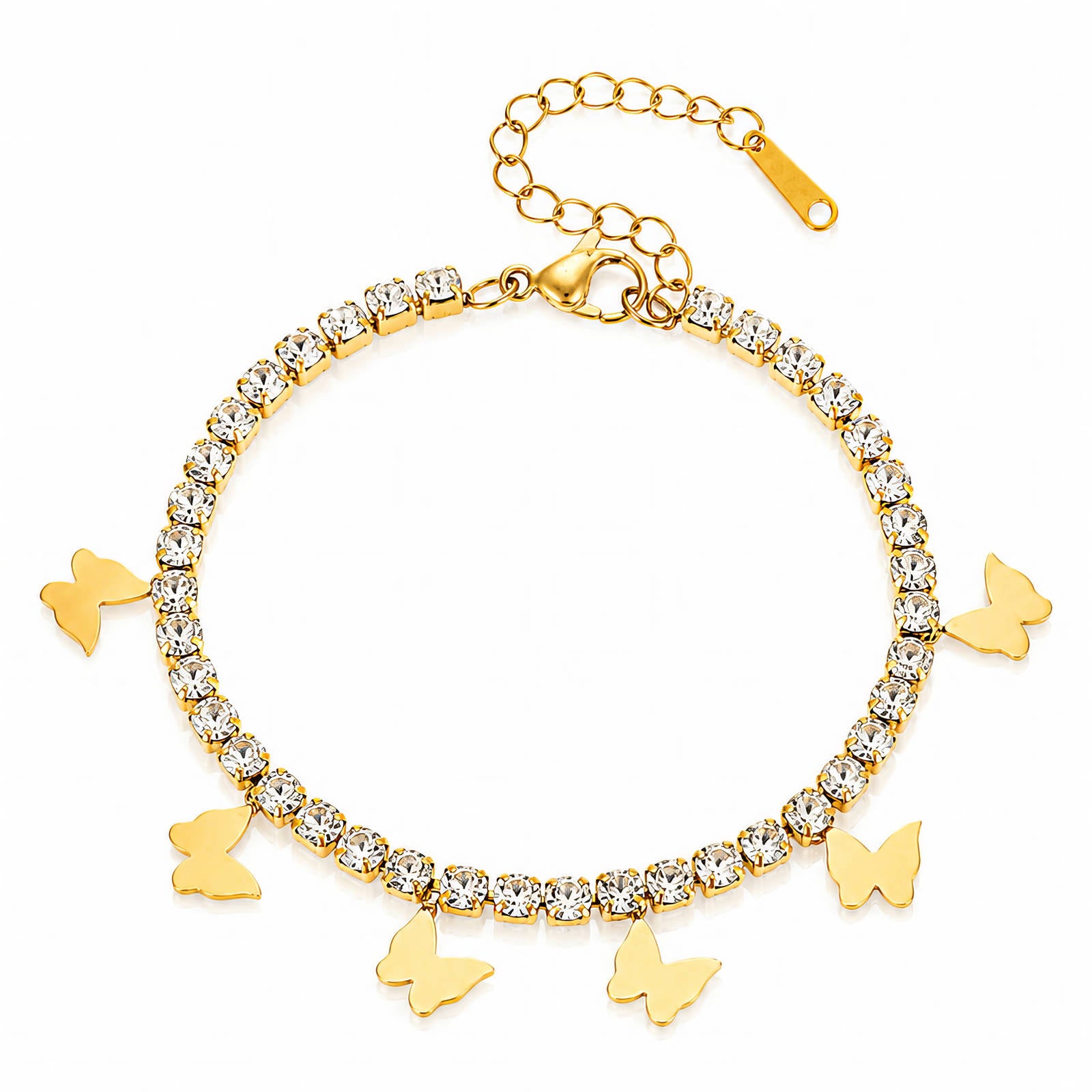 Aria Butterfly Charm Tennis Waterproof Gold Bracelet for Women by VYRA Jewellery - waterproof tarnish-resistant gold bracelet