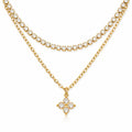 Zara Tiered Tennis Blossom Waterproof Gold Necklace for Women by VYRA Jewellery - waterproof tarnish-resistant gold necklace