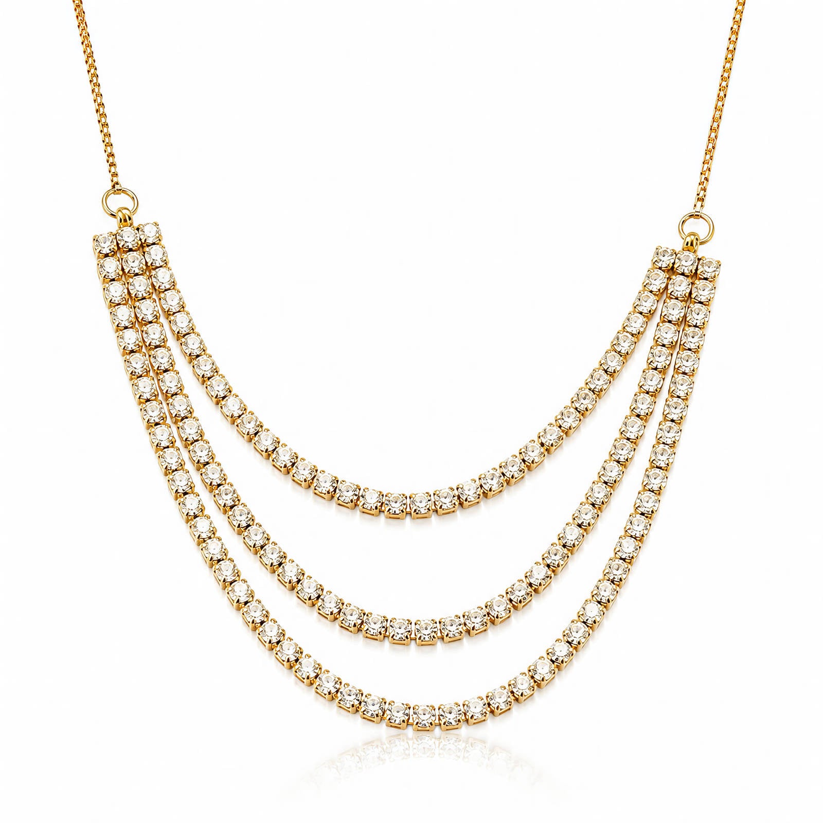 Lumina Grand Tennis Layered Waterproof Gold Necklace for Women by VYRA Jewellery - waterproof tarnish-resistant gold necklace