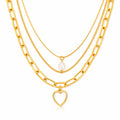 Cleo Tiered Heart Pearl Waterproof Gold Necklace for Women by VYRA Jewellery - waterproof tarnish-resistant gold necklace