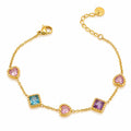 Lyra Pastel Multi-stone Station Waterproof Gold Bracelet for Women by VYRA Jewellery - waterproof tarnish-resistant gold bracelet