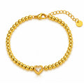 Elora Beaded Heart Crystal Waterproof Gold Bracelet for Women by VYRA Jewellery - waterproof tarnish-resistant gold bracelet
