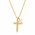 Cruz Double Cross Charm Waterproof Gold Necklace for Women by VYRA Jewellery - waterproof tarnish-resistant gold necklace