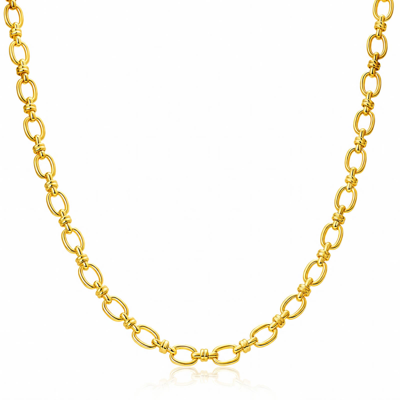 Cinched Oval Link Waterproof Gold Necklace for Women by VYRA Jewellery - waterproof tarnish-resistant gold necklace