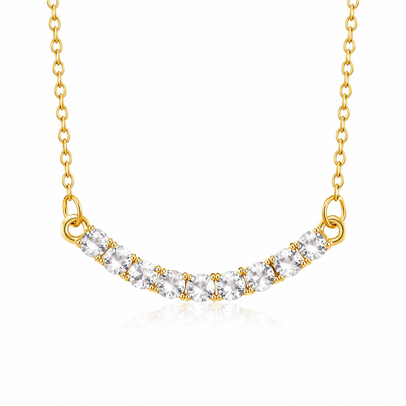 Lumina Radiance Tennis Curve Waterproof Gold Necklace for Women by VYRA Jewellery - waterproof tarnish-resistant gold necklace